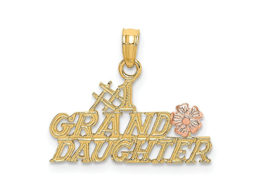FJC Finejewelers 10 kt Two Tone Gold Two-Tone #1 GRANDDAUGHTER with Flowers Charm 14 x 21 mm
