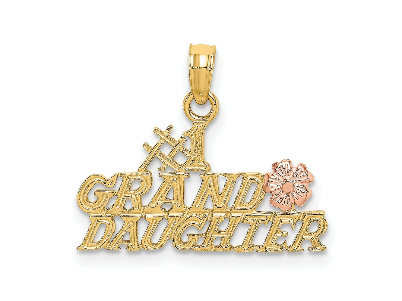 FJC Finejewelers 10 kt Two Tone Gold Two-Tone #1 GRANDDAUGHTER with Flowers Charm 14 x 21 mm
