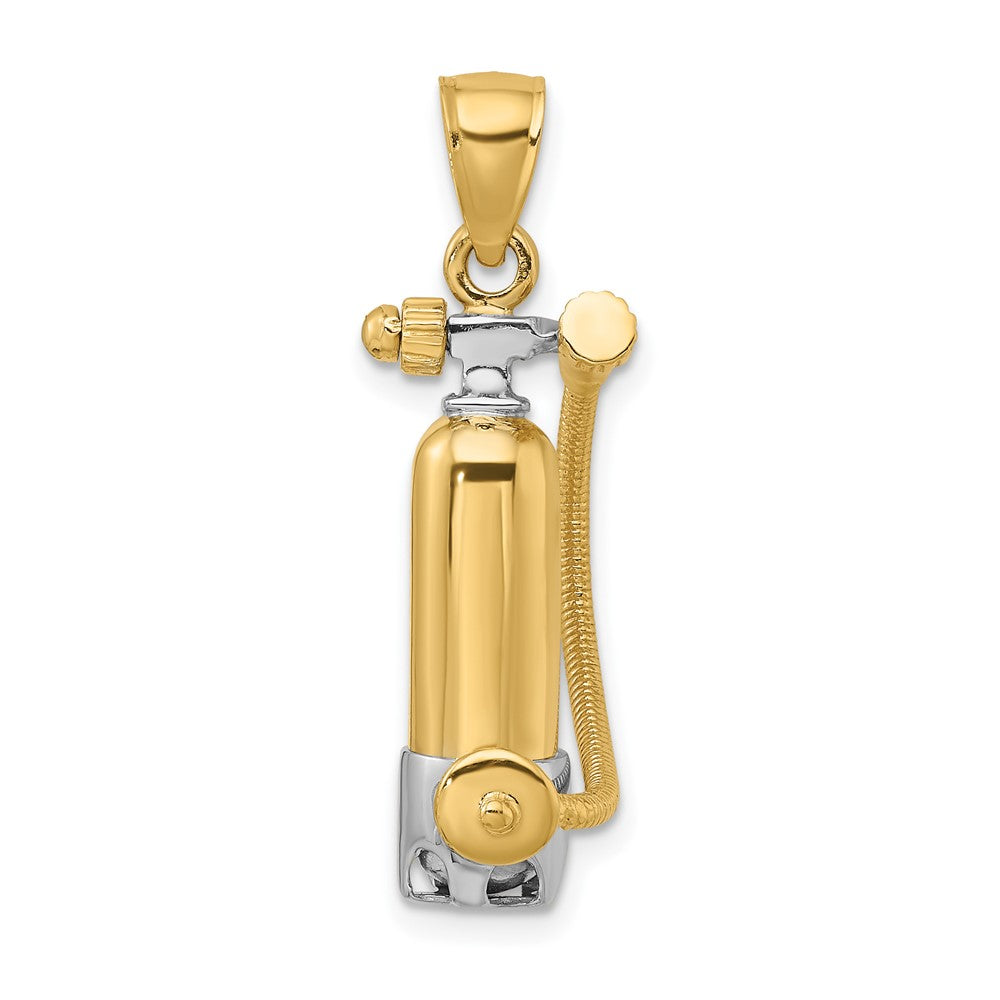FJC Finejewelers 10 kt Yellow Gold with Rhodium 3-D Single Scuba Tank W/ Hose Charm 31 x 10 mm