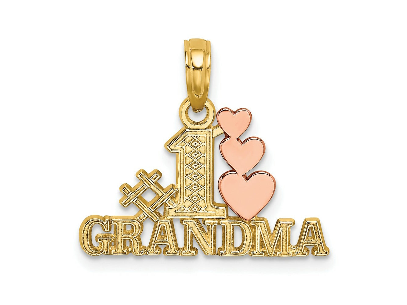 FJC Finejewelers 10 kt Two Tone Gold Two-Tone #1 GRANDMA with Three Hearts Charm 16 x 20 mm