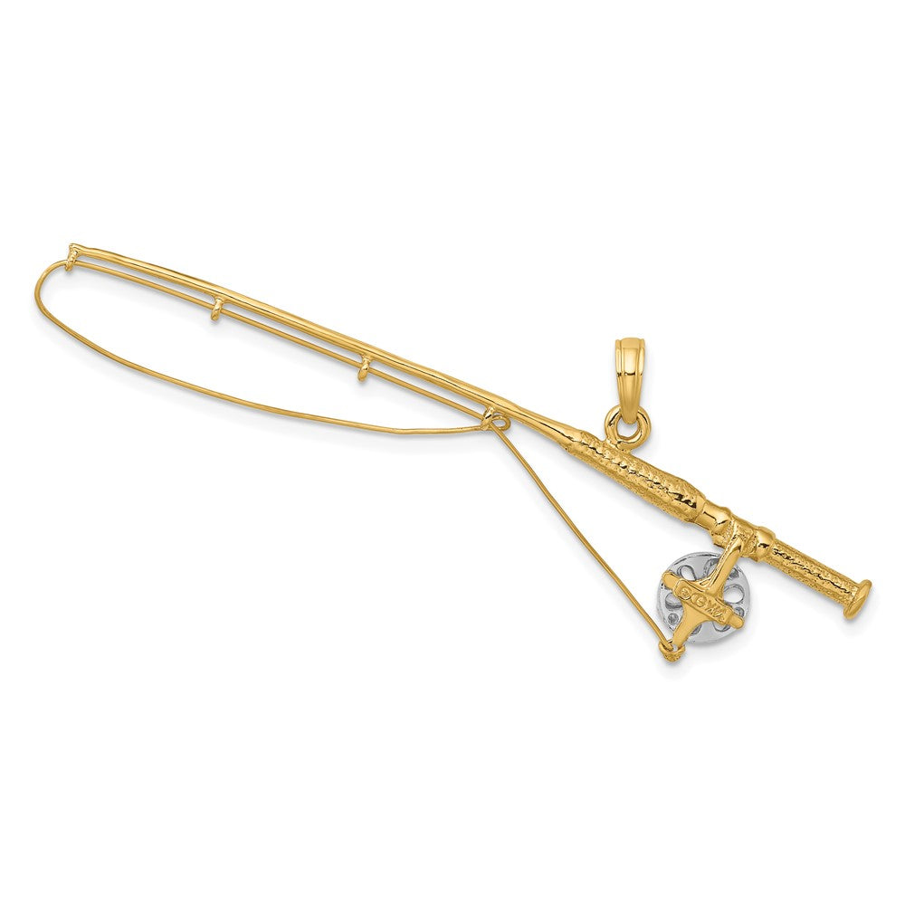 FJC Finejewelers 10 kt Yellow Gold with Rhodium 3-D Fly Rod Fishing Pole Charm 18 x 64 mm