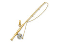 FJC Finejewelers 10 kt Yellow Gold with Rhodium 3-D Fly Rod Fishing Pole Charm 18 x 64 mm