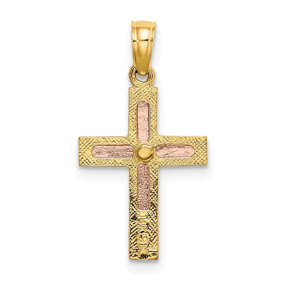 FJC Finejewelers 10 kt Two Tone Gold Two-tone Polished Cross Charm 15 x 13 mm