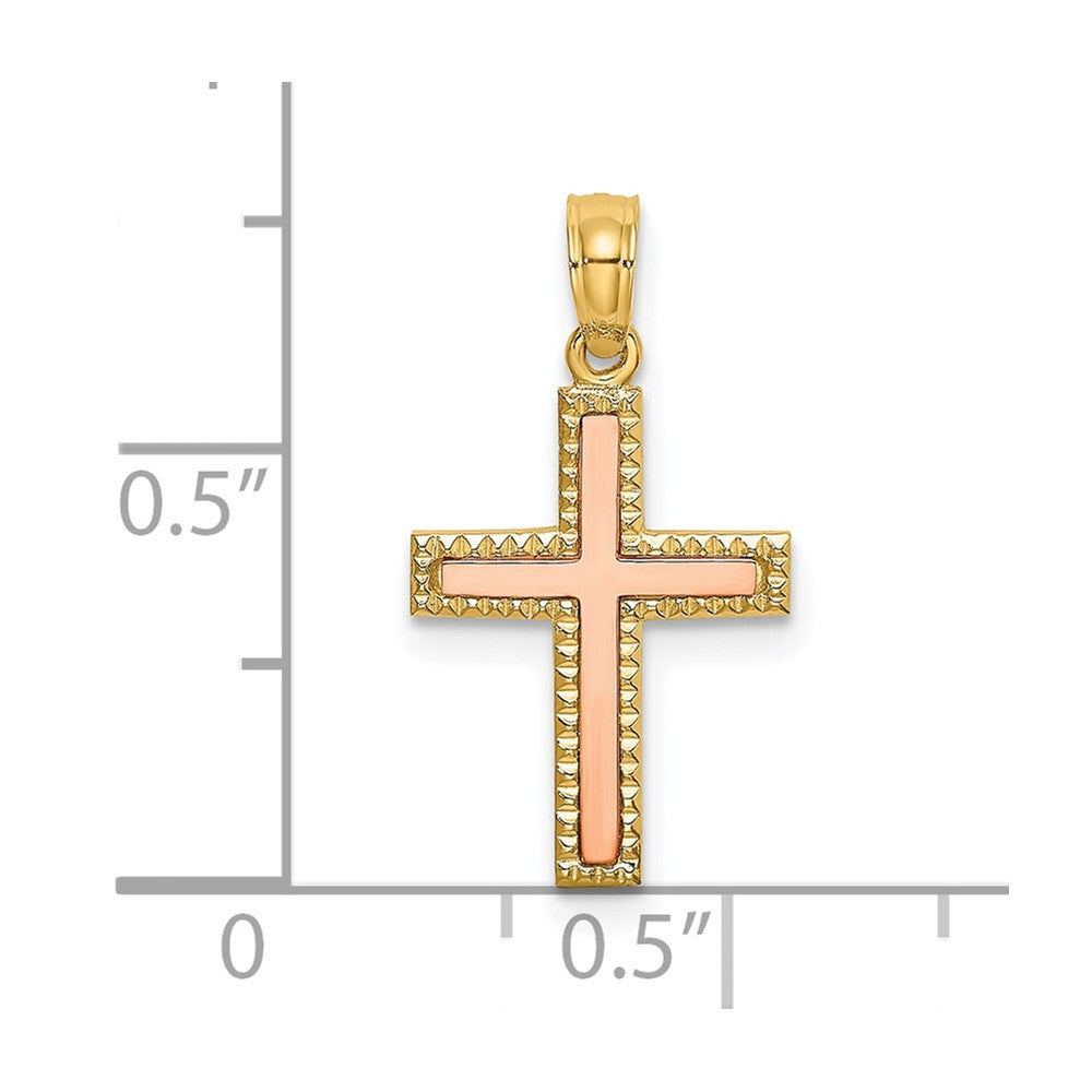 FJC Finejewelers 10 kt Two Tone Gold Two-tone Polished Cross Charm 15 x 13 mm