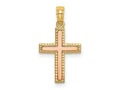 FJC Finejewelers 10 kt Two Tone Gold Two-tone Polished Cross Charm 15 x 13 mm