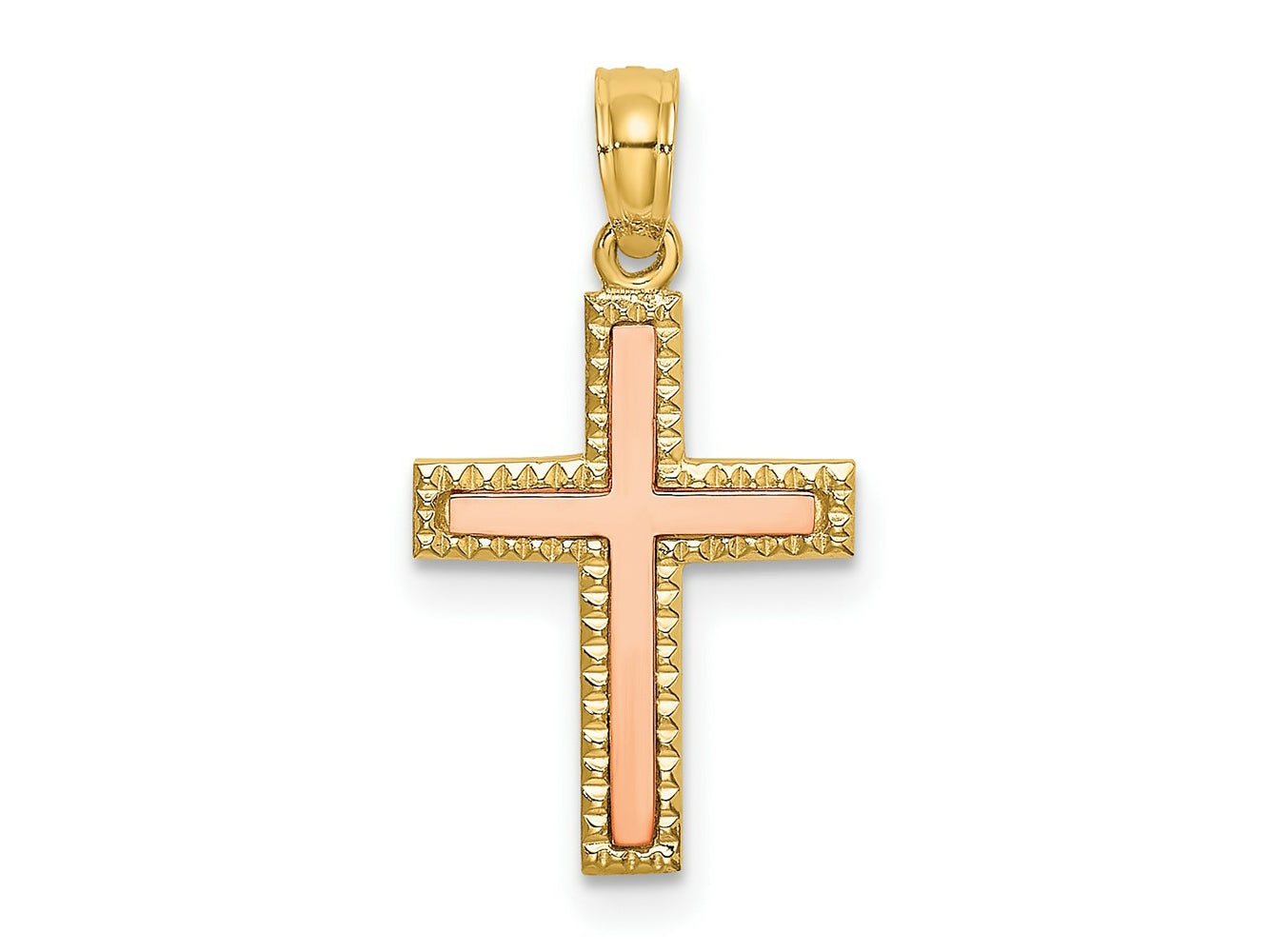 FJC Finejewelers 10 kt Two Tone Gold Two-tone Polished Cross Charm 15 x 13 mm