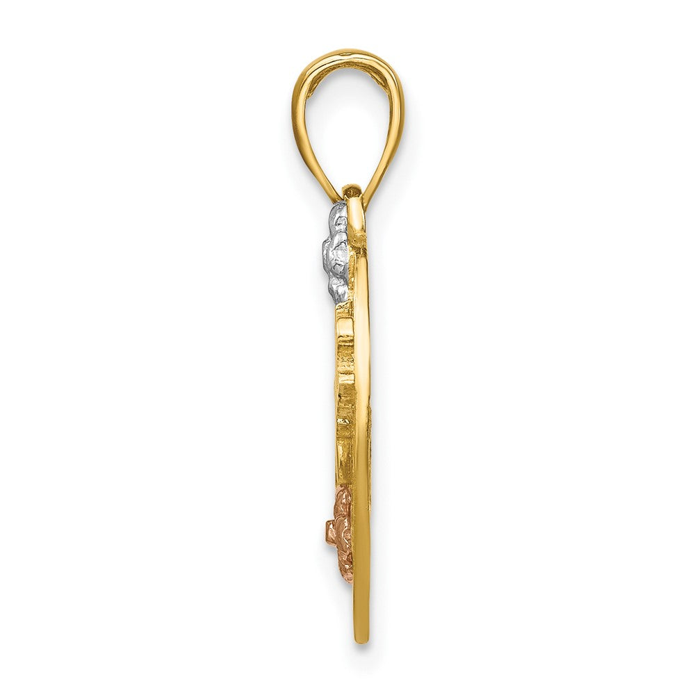 FJC Finejewelers 10 kt Two Tone Gold Two-tone with White Rhodium #1 DAUGHTER Heart Charm 25 x 20 mm