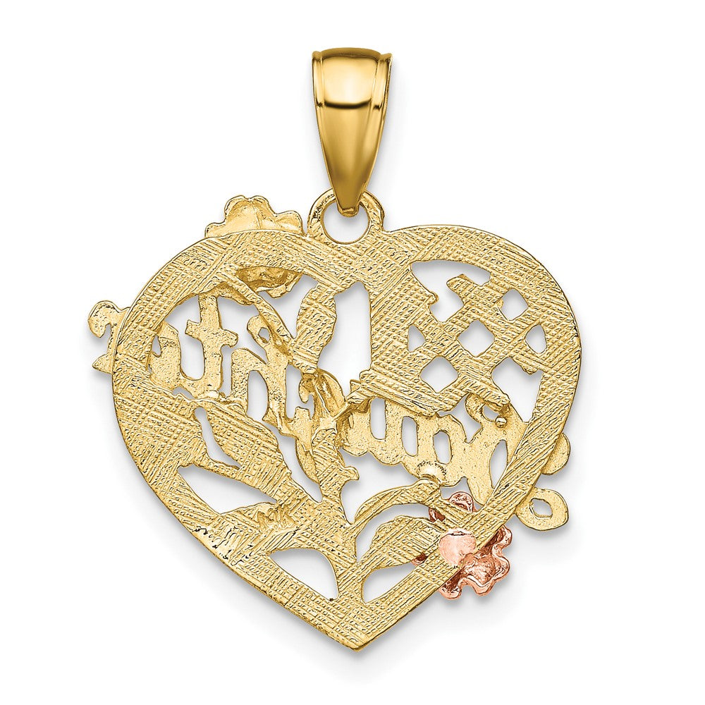 FJC Finejewelers 10 kt Two Tone Gold Two-tone with White Rhodium #1 DAUGHTER Heart Charm 25 x 20 mm
