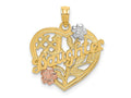 FJC Finejewelers 10 kt Two Tone Gold Two-tone with White Rhodium #1 DAUGHTER Heart Charm 25 x 20 mm