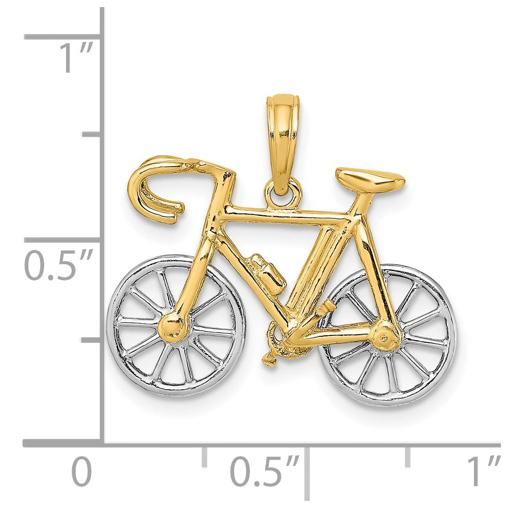 FJC Finejewelers 10 kt Two Tone Gold Two-tone 3-D Ten Speed Bicycle Charm 15 x 22 mm