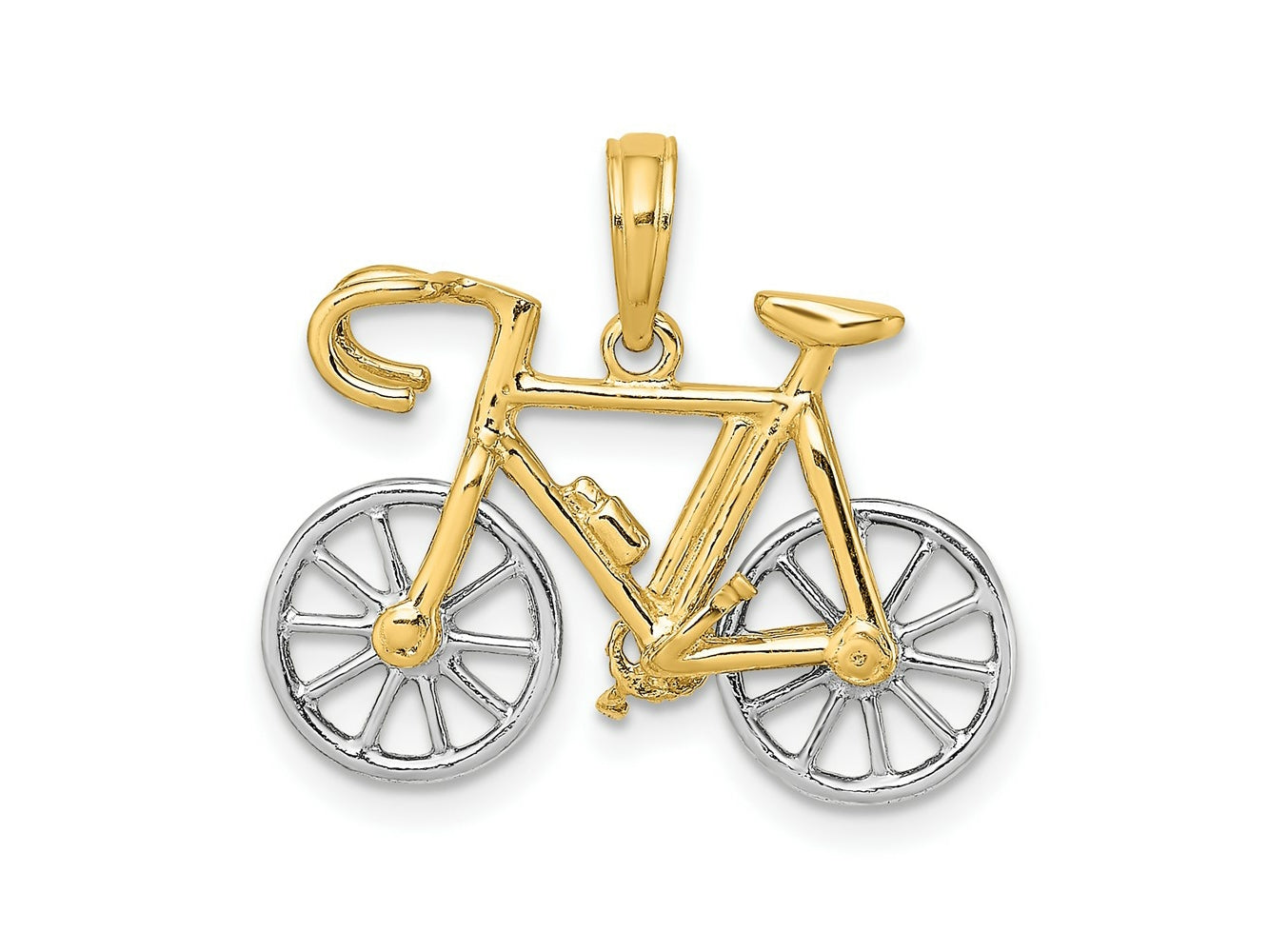 FJC Finejewelers 10 kt Two Tone Gold Two-tone 3-D Ten Speed Bicycle Charm 15 x 22 mm