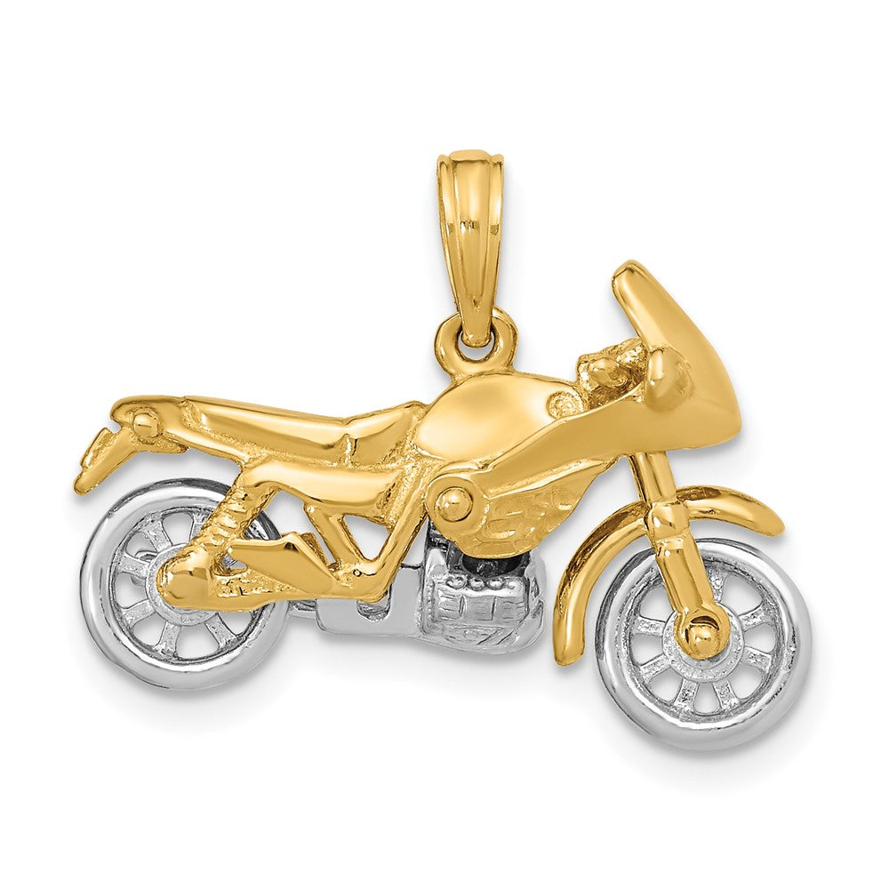 FJC Finejewelers 10 kt Two Tone Gold Two-tone 3-D Moveable Motorcycle Charm 15 x 25 mm