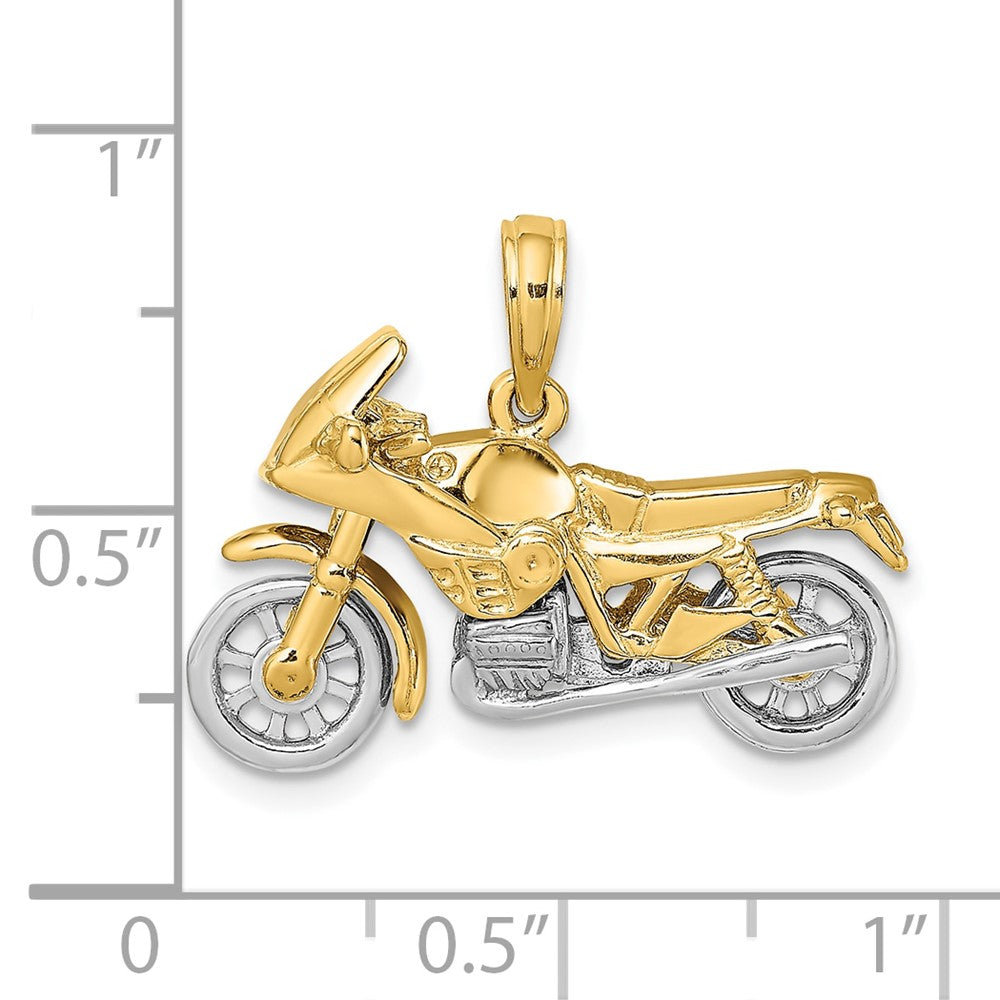 FJC Finejewelers 10 kt Two Tone Gold Two-tone 3-D Moveable Motorcycle Charm 15 x 25 mm