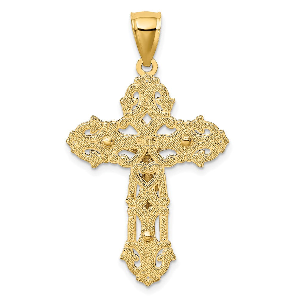FJC Finejewelers 10 kt Two Tone Gold Two-tone Crucifix W/ Scrolled Tips Charm 38 x 21 mm