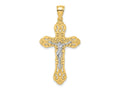 FJC Finejewelers 10 kt Yellow Gold W/ Rhodium Crucifix W/ Scrolled Tips Charm 43 x 23 mm