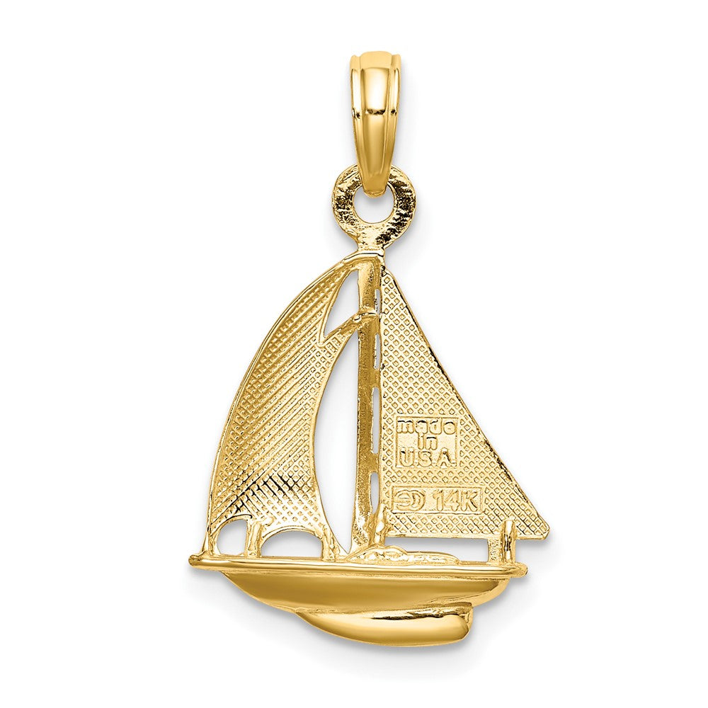 FJC Finejewelers 10 kt Yellow Gold with Rhodium 3-D Polished Sailboat Charm 23 x 15 mm