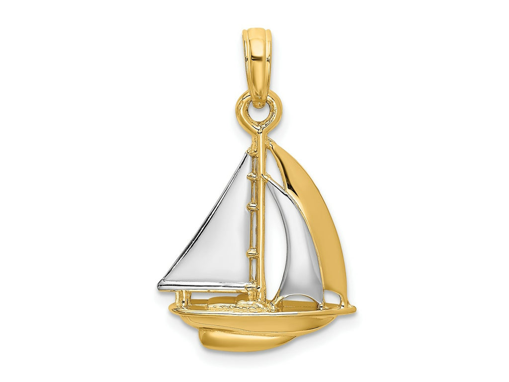 FJC Finejewelers 10 kt Yellow Gold with Rhodium 3-D Polished Sailboat Charm 23 x 15 mm