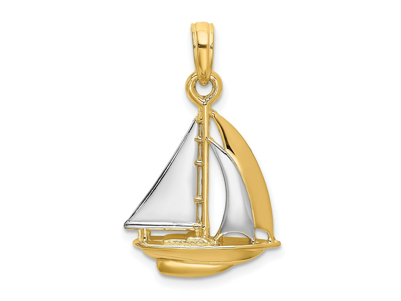 FJC Finejewelers 10 kt Yellow Gold with Rhodium 3-D Polished Sailboat Charm 23 x 15 mm