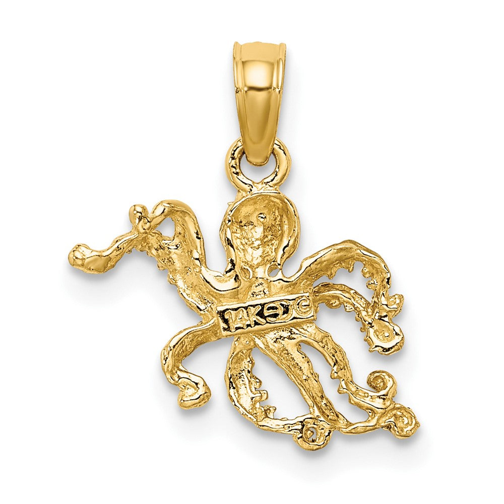 FJC Finejewelers 10 kt Yellow Gold W/ Rhodium 2-D and Textured Octopus Charm 11 x 13 mm