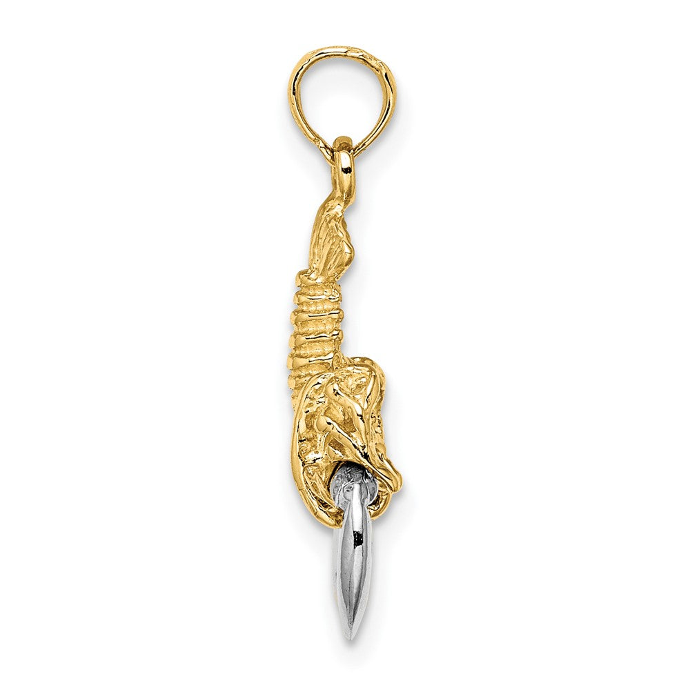 FJC Finejewelers 10 kt Yellow Gold with Rhodium 2-D Moveable Lobster Charm 17 x 10 mm