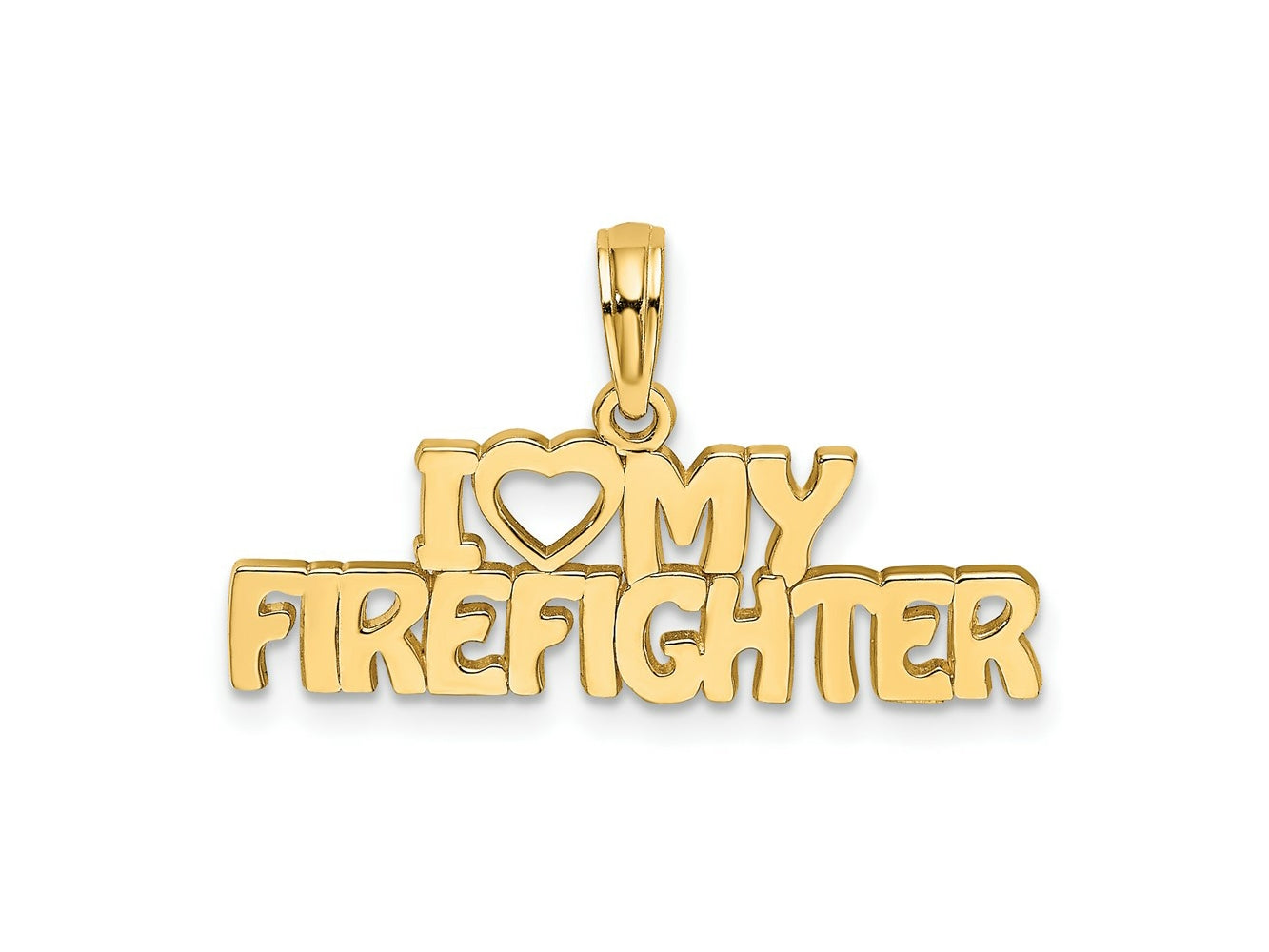 FJC Finejewelers 10 kt Yellow Gold I LOVE MY FIREFIGHTER Charm 8 x 26 mm