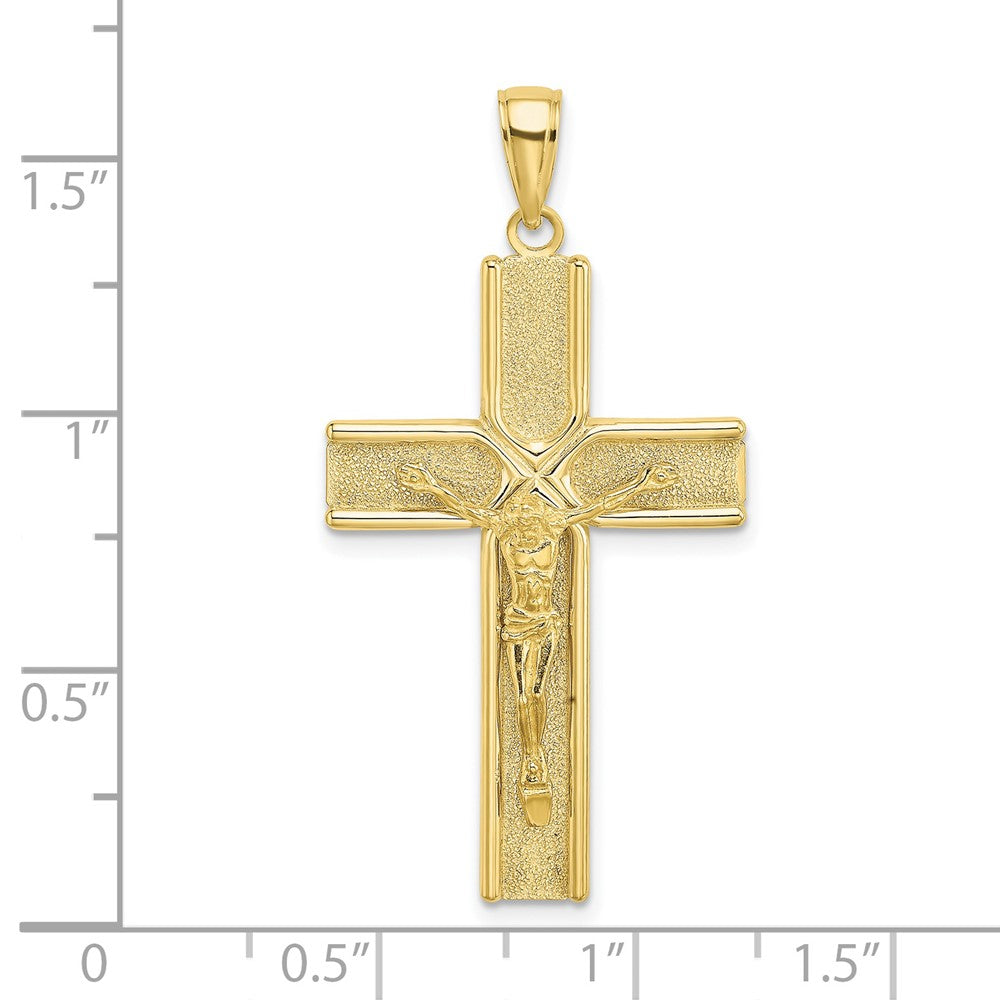 FJC Finejewelers 10 kt Yellow Gold W/ Satin Finish Crucifix Charm 39 x 20 mm