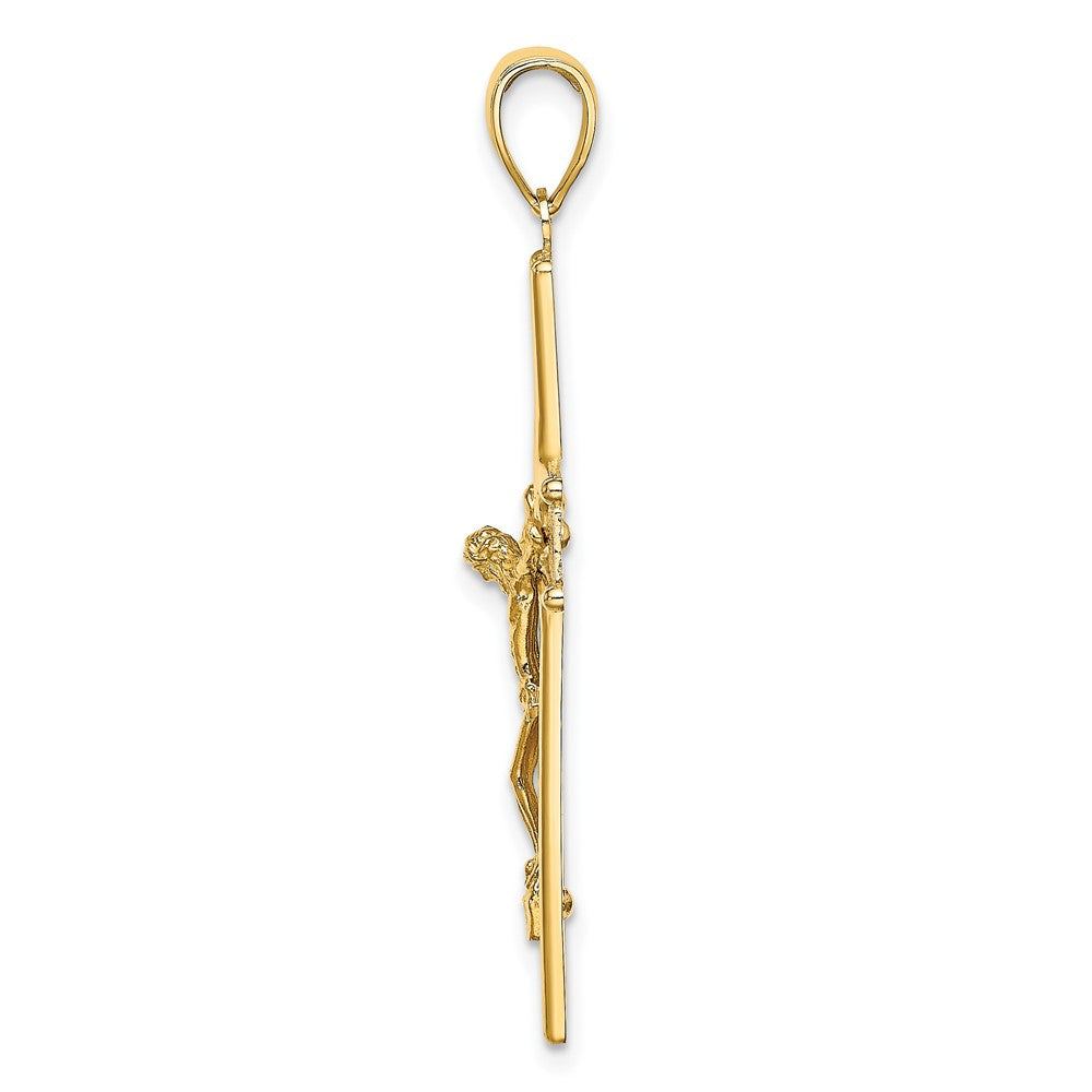 FJC Finejewelers 10 kt Yellow Gold W/ Satin Finish Crucifix Charm 39 x 20 mm