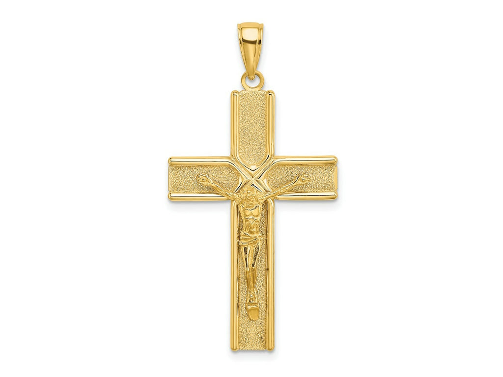 FJC Finejewelers 10 kt Yellow Gold W/ Satin Finish Crucifix Charm 39 x 20 mm