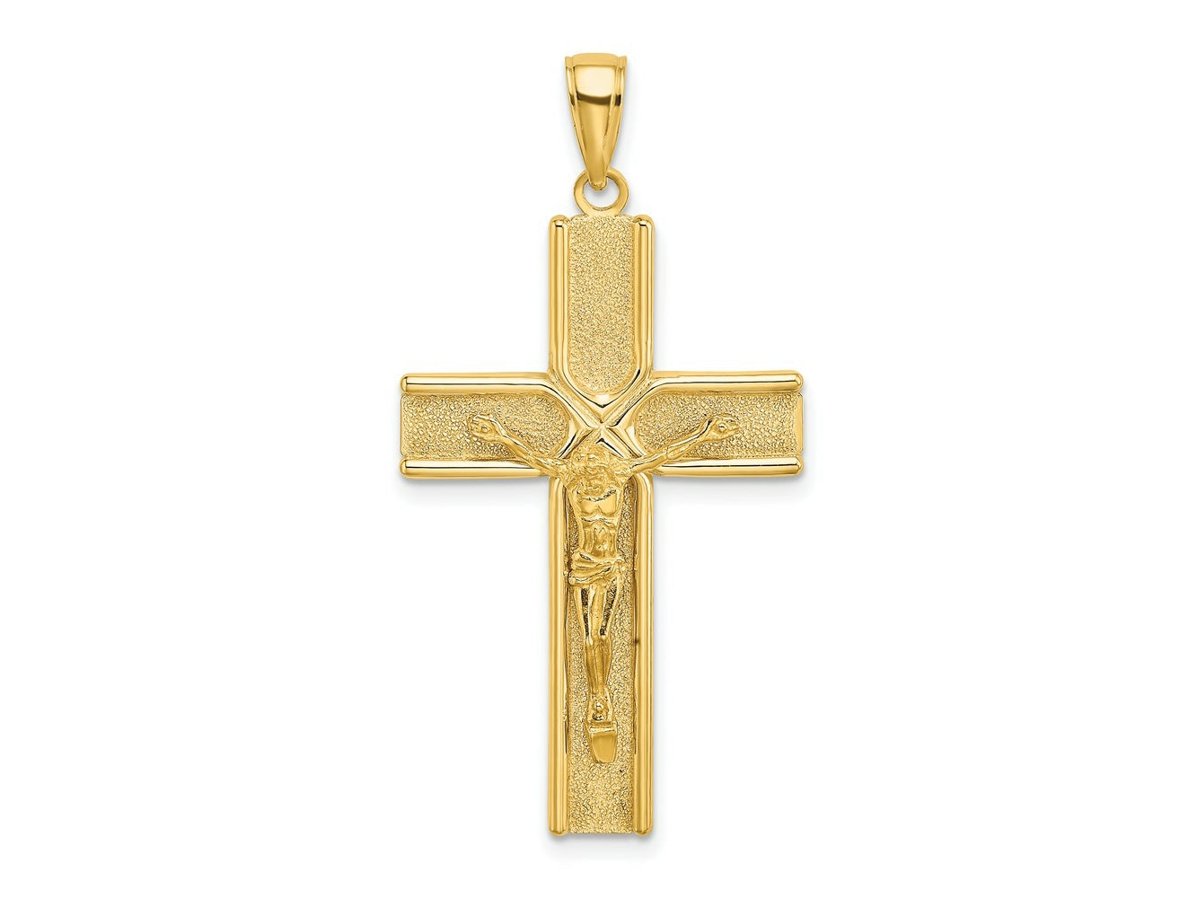 FJC Finejewelers 10 kt Yellow Gold W/ Satin Finish Crucifix Charm 39 x 20 mm