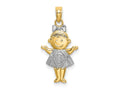 FJC Finejewelers 10 kt Yellow Gold Textured with Rhodium Girl Charm 22 x 12 mm