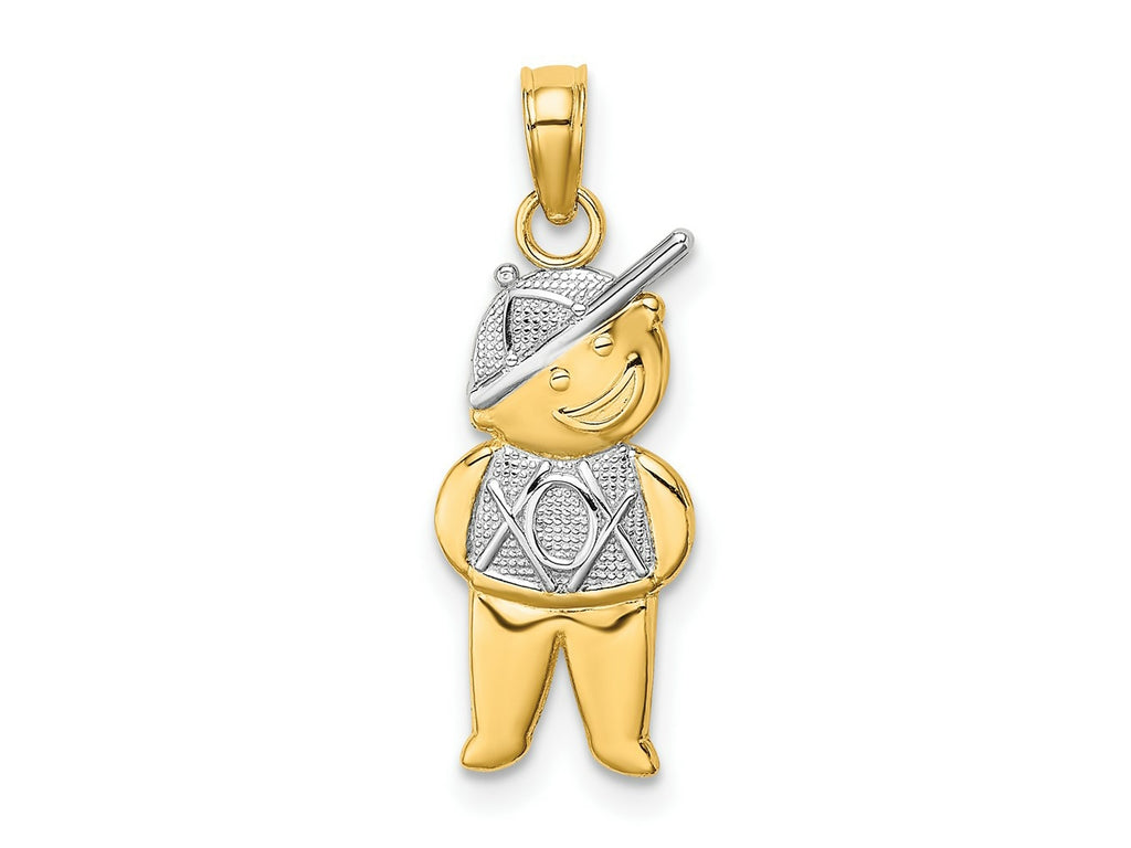 FJC Finejewelers 10 kt Yellow Gold Textured with Rhodium Boy Charm 20 x 8 mm