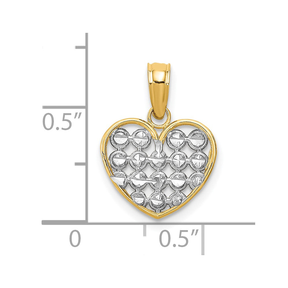 FJC Finejewelers 10 kt Yellow Gold with Rhodium Bright Cut Heart Charm 15 x 12 mm