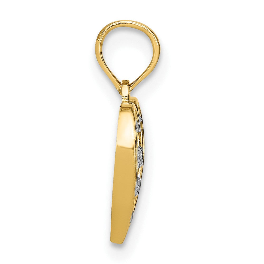FJC Finejewelers 10 kt Yellow Gold with Rhodium Bright Cut Heart Charm 15 x 12 mm
