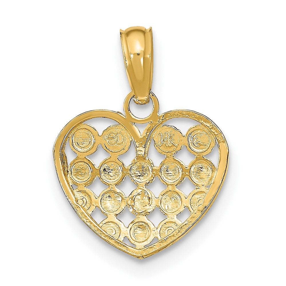 FJC Finejewelers 10 kt Yellow Gold with Rhodium Bright Cut Heart Charm 15 x 12 mm