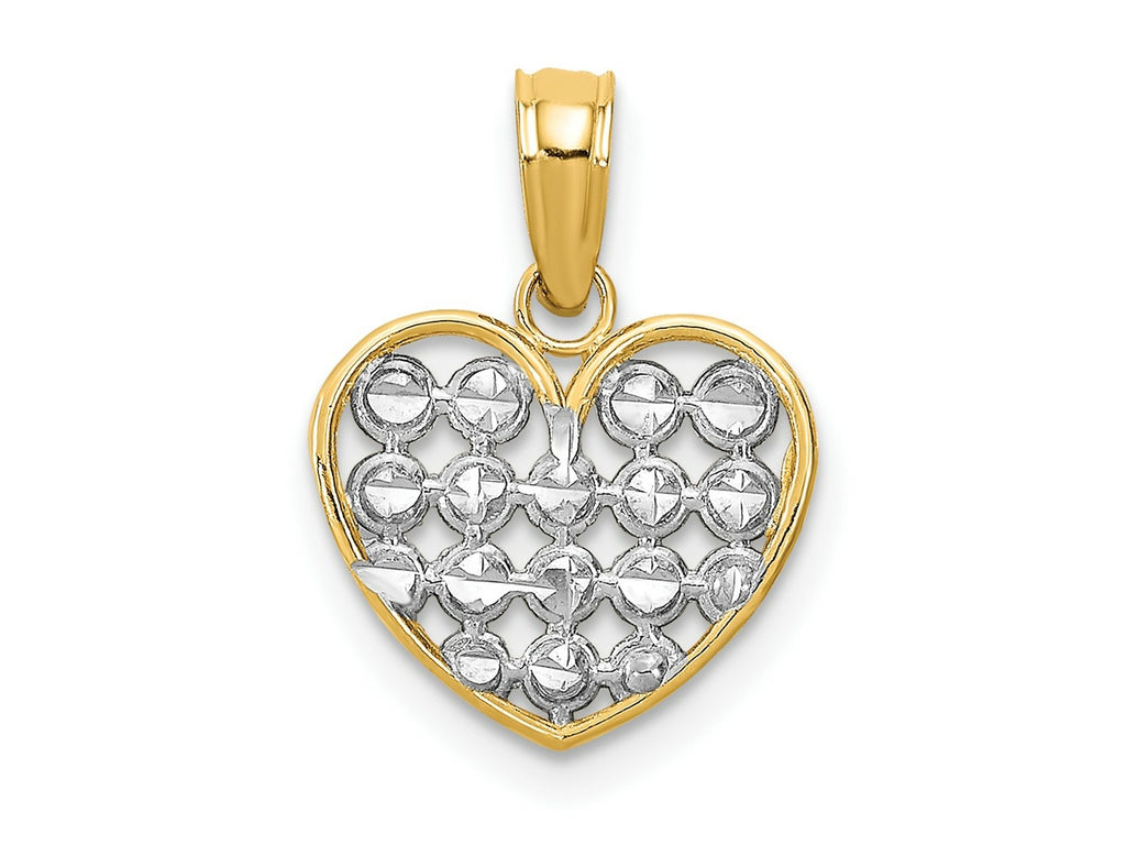 FJC Finejewelers 10 kt Yellow Gold with Rhodium Bright Cut Heart Charm 15 x 12 mm