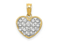 FJC Finejewelers 10 kt Yellow Gold with Rhodium Bright Cut Heart Charm 15 x 12 mm