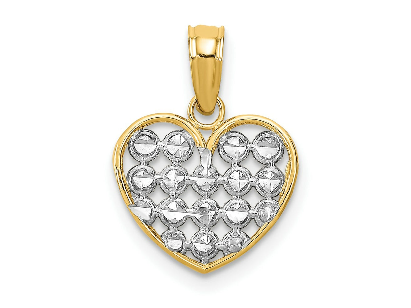 FJC Finejewelers 10 kt Yellow Gold with Rhodium Bright Cut Heart Charm 15 x 12 mm
