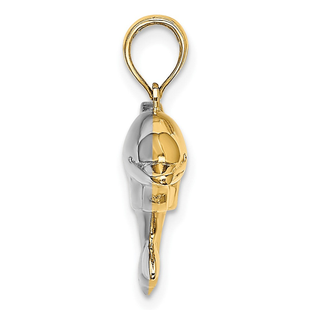 FJC Finejewelers 10 kt Yellow Gold with Rhodium 3-D Reversible Puffed Dolphin Charm 13 x 21 mm