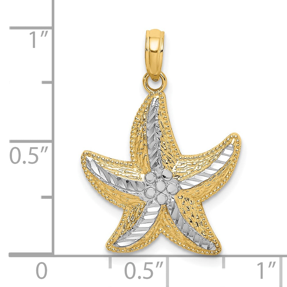 FJC Finejewelers 10 kt Yellow Gold Rhodium Bright Cut Small Starfish Charm 19 x 18 mm
