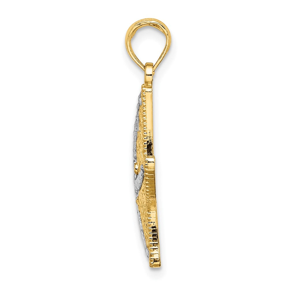 FJC Finejewelers 10 kt Yellow Gold Rhodium Bright Cut Small Starfish Charm 19 x 18 mm