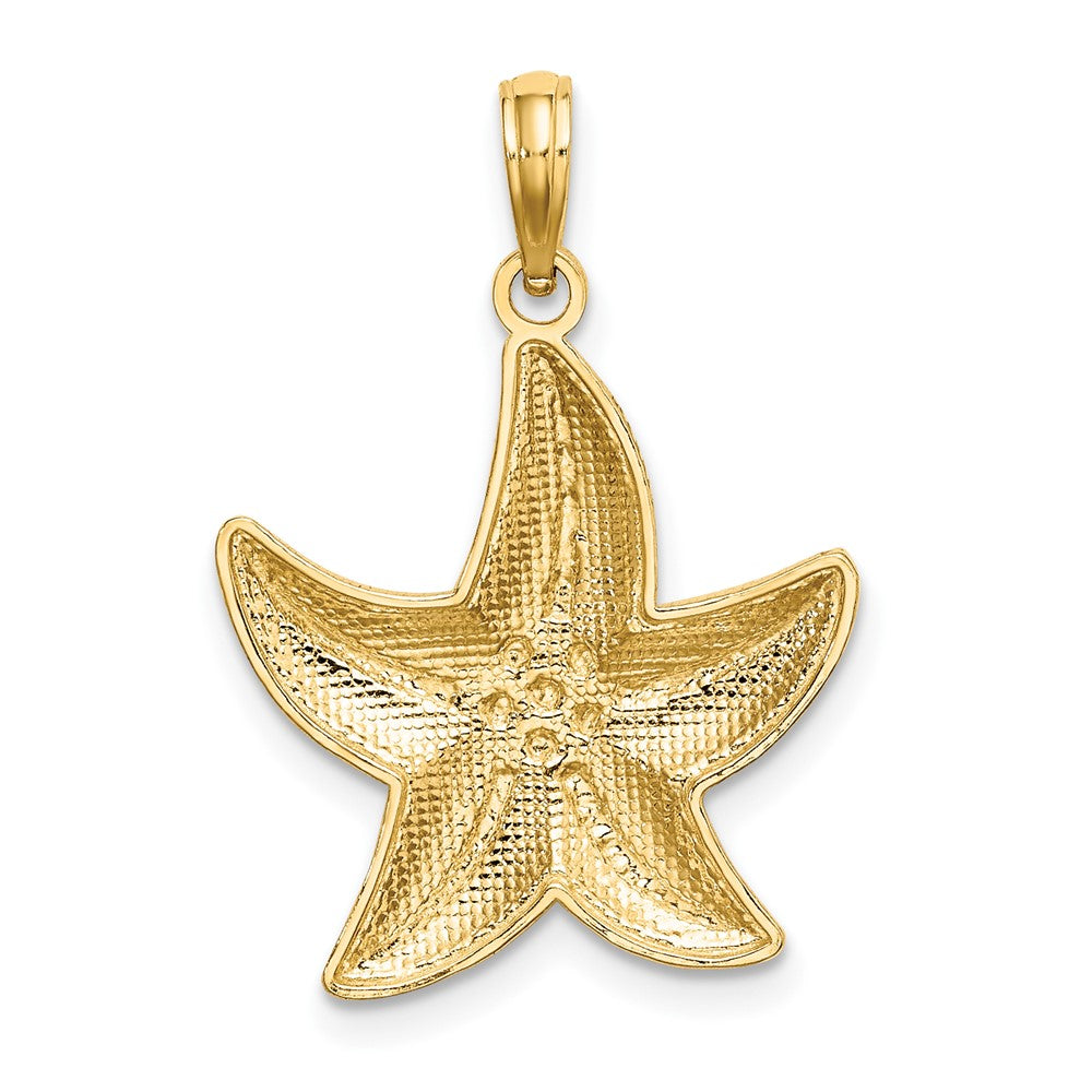 FJC Finejewelers 10 kt Yellow Gold Rhodium Bright Cut Small Starfish Charm 19 x 18 mm