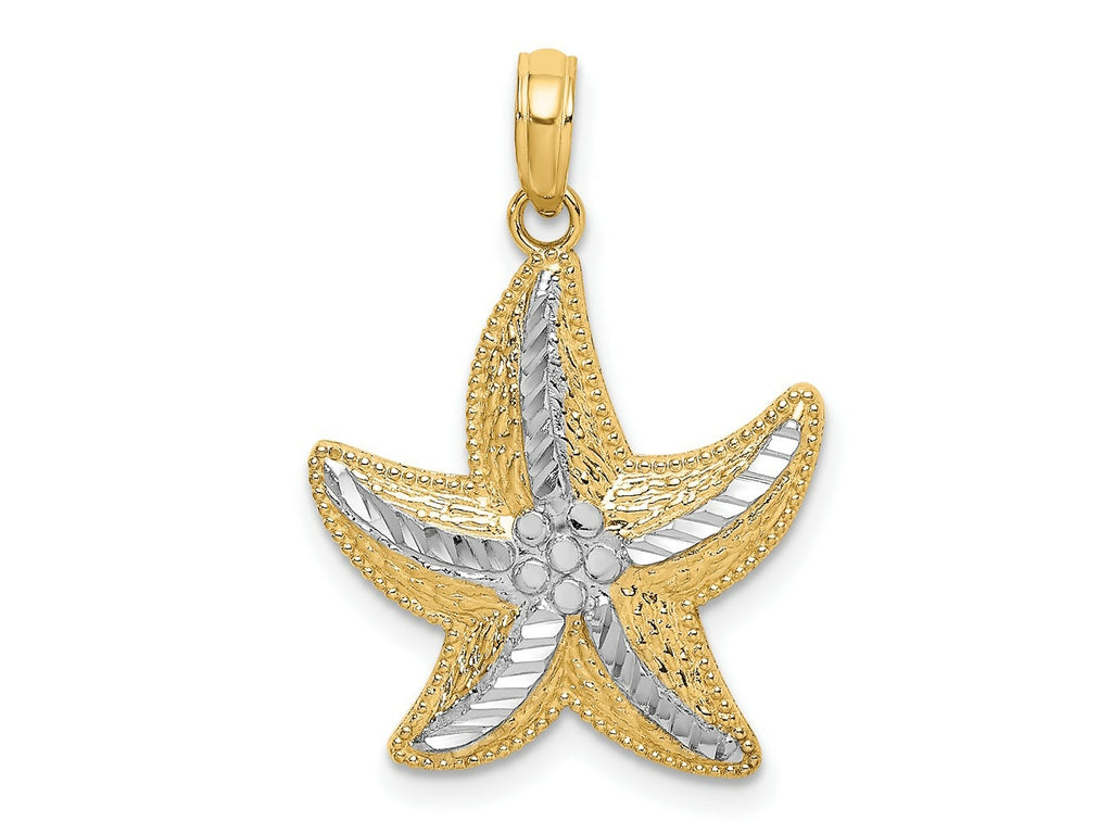 FJC Finejewelers 10 kt Yellow Gold Rhodium Bright Cut Small Starfish Charm 19 x 18 mm