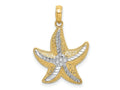 FJC Finejewelers 10 kt Yellow Gold Rhodium Bright Cut Small Starfish Charm 19 x 18 mm