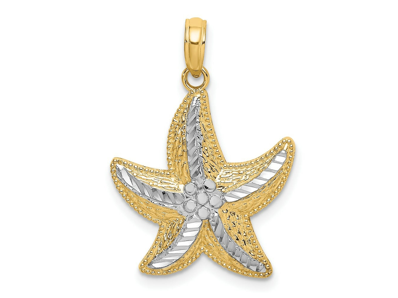 FJC Finejewelers 10 kt Yellow Gold Rhodium Bright Cut Small Starfish Charm 19 x 18 mm