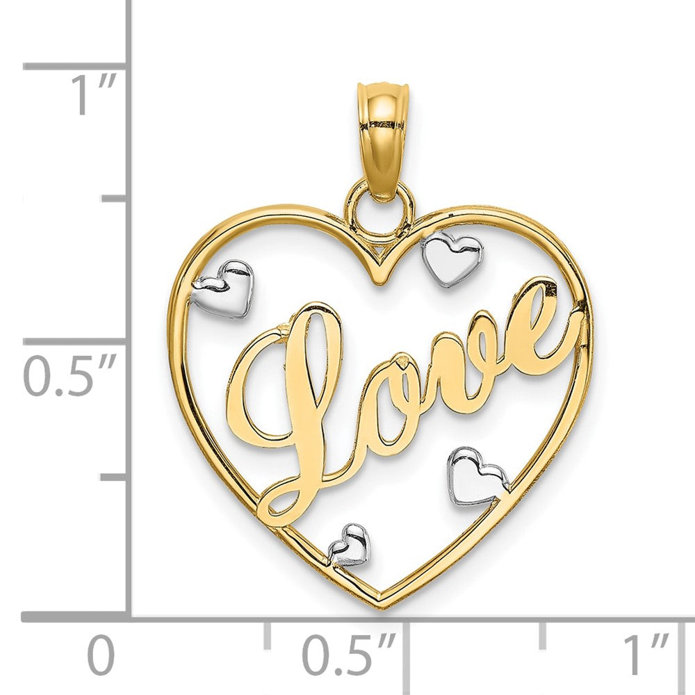 FJC Finejewelers 10 kt Yellow Gold with Rhodium LOVE with Hearts Charm 21 x 17 mm