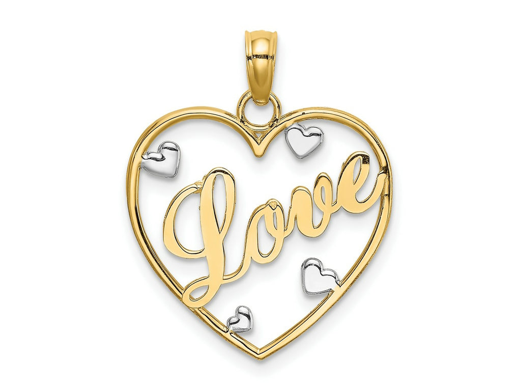 FJC Finejewelers 10 kt Yellow Gold with Rhodium LOVE with Hearts Charm 21 x 17 mm