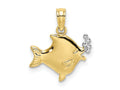 FJC Finejewelers 10 kt Yellow Gold with Rhodium 2-D Fish with Bubbles Charm 11 x 14 mm