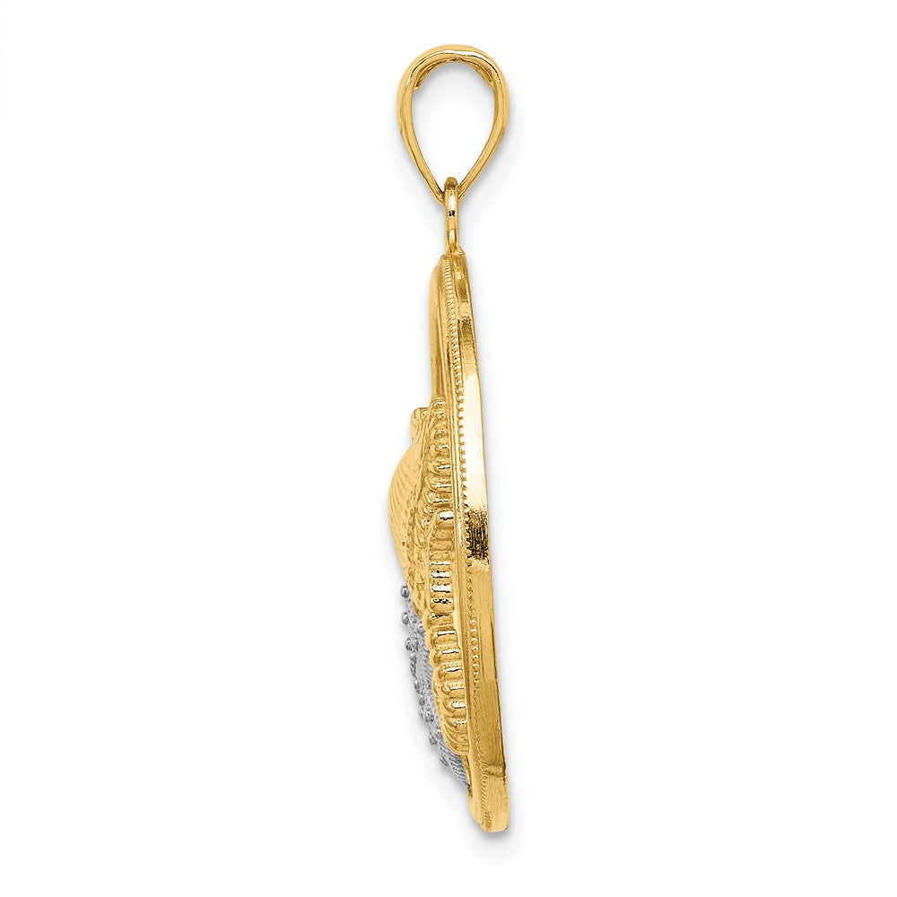 FJC Finejewelers 10 kt Yellow Gold with Rhodium Scallop, Starfish ,Seahorse Circle Charm 24 x 24 mm