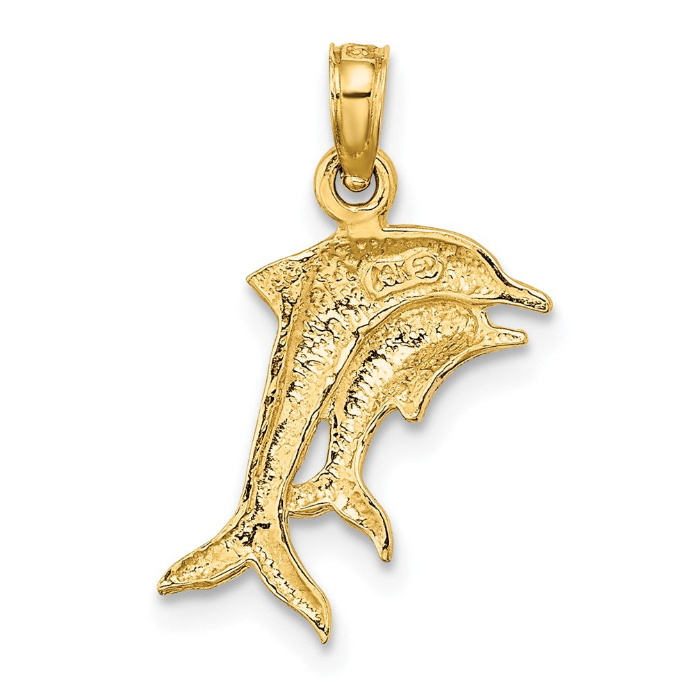 FJC Finejewelers 10 kt Yellow Gold with Rhodium 2-D Polished Dolphins Charm 9 x 17 mm