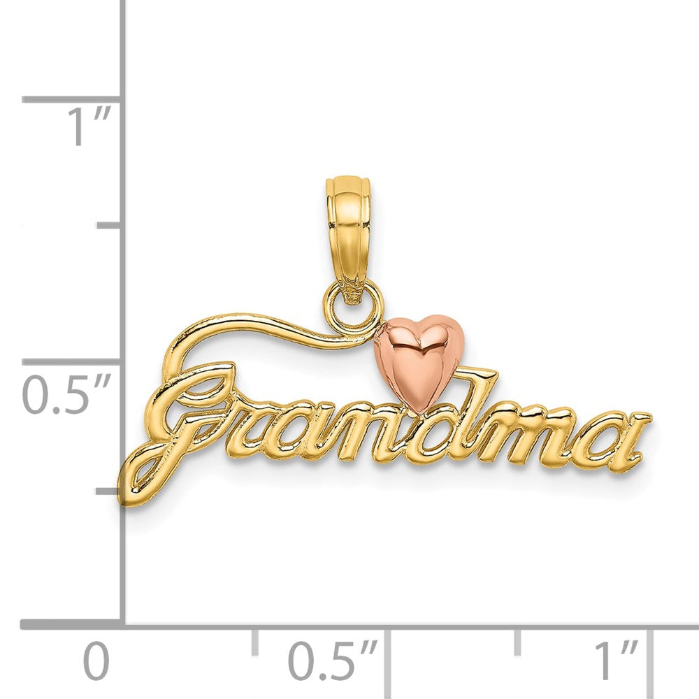 FJC Finejewelers 10 kt Two Tone Gold Two-Tone GRANDMA with Heart Charm 14 x 26 mm